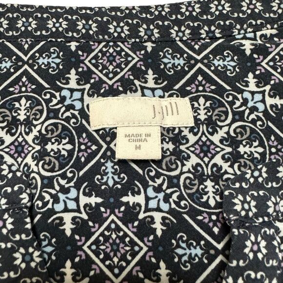 J. Jill Women's Blue Scroll Print V-Neck Long Sleeve Tunic Blouse Size Medium - Picture 6 of 8